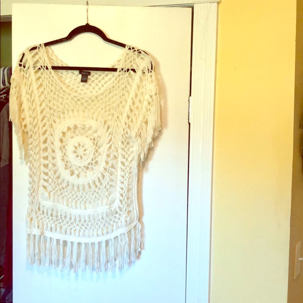 Women’s overlay retro tasseled sweater